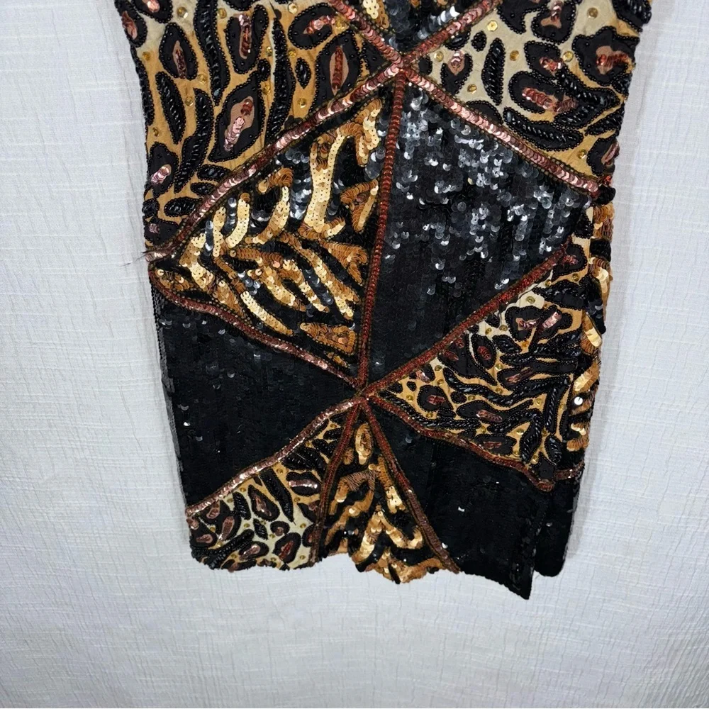 Vintage‎ Sequin Animal Pattern Dress Size small with Leopard Cheetah 80’s - Picture 4 of 14